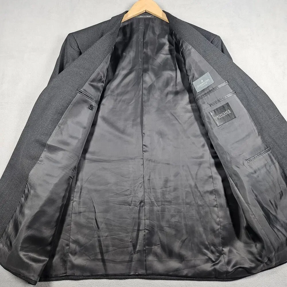 Ermenegildo Zegna Traveller Blazer Mens 46R Dark Gray Black Wool Italy Boss
